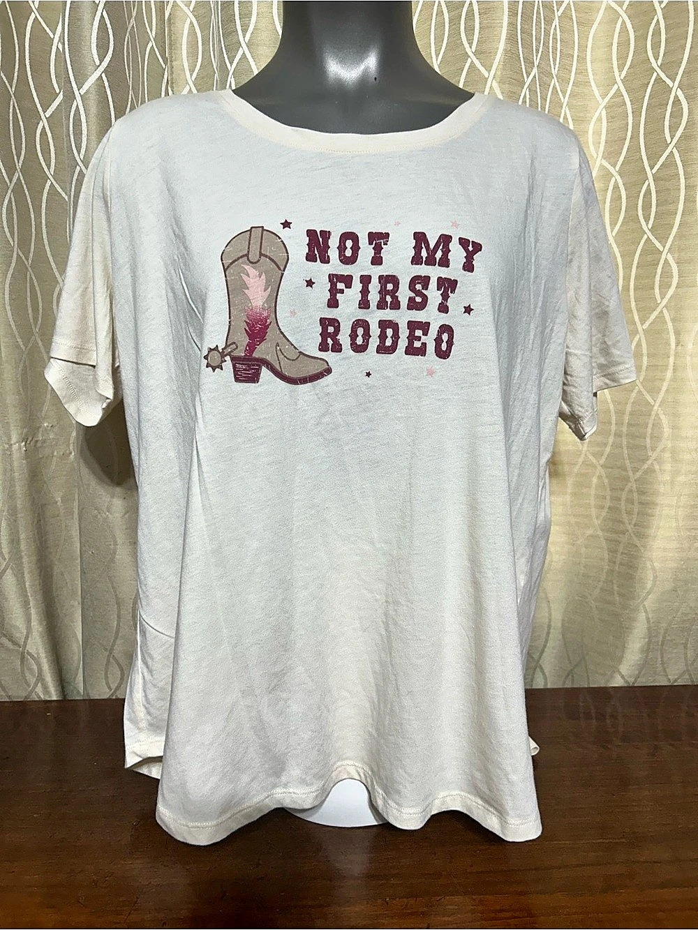 Kismet Not My First Rodeo Graphic Short Sleeve Tee Beige Size XXL